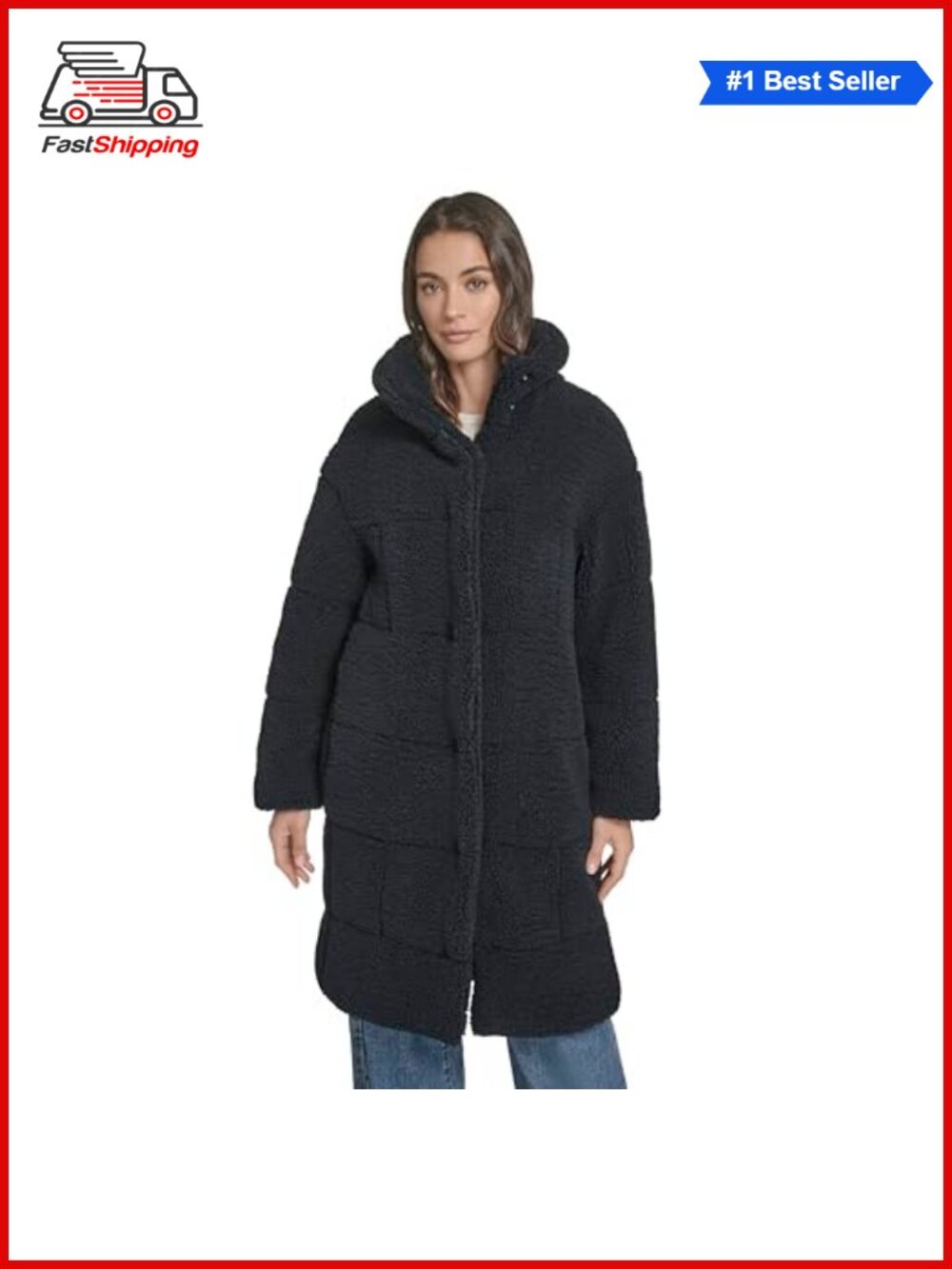 ✨Levi's Women's Patchwork Quilted Teddy Coat Snap Button Sherpa